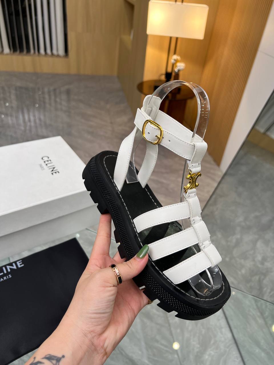 sandale Celine femme cuir