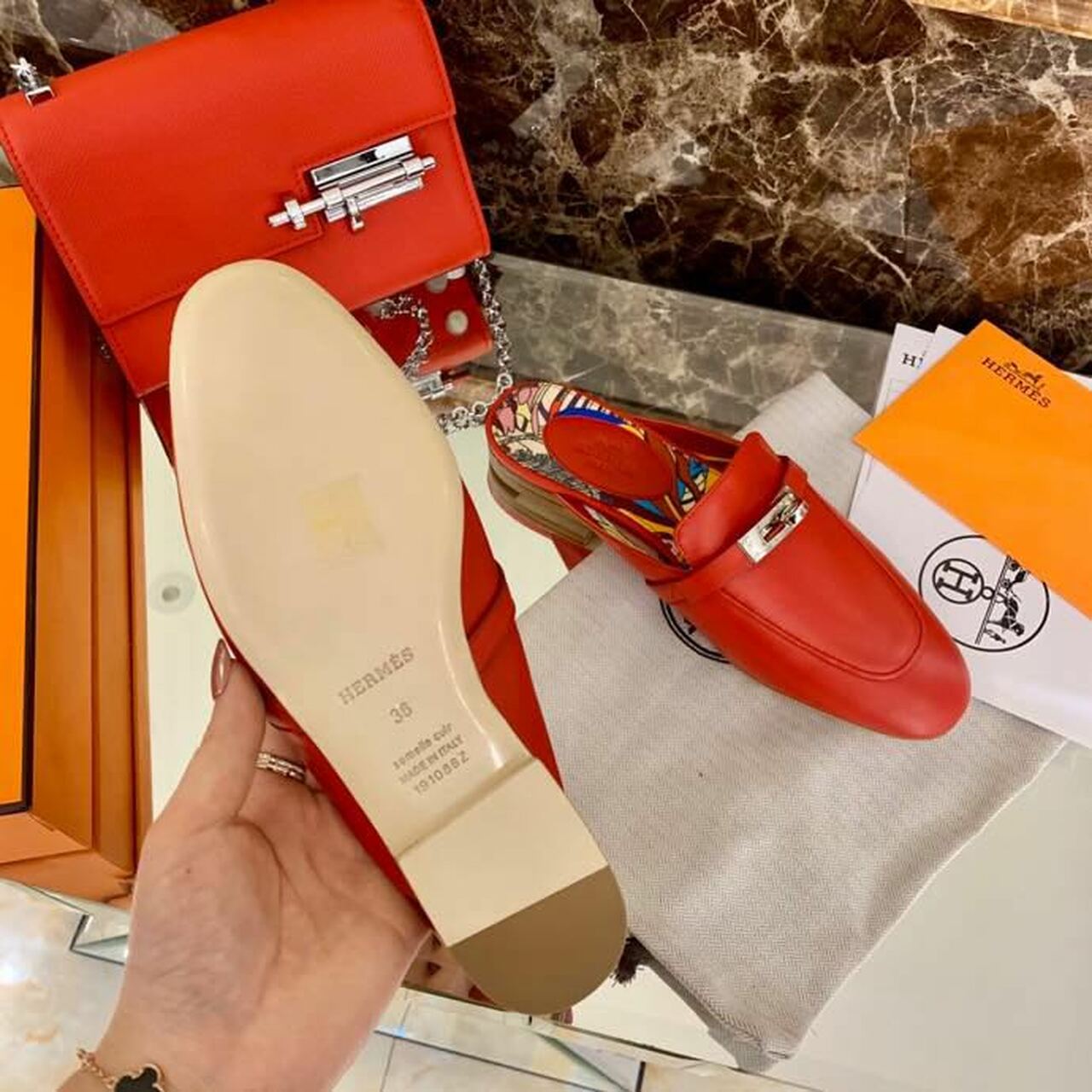 Mule Hermés en Vrai cuir
