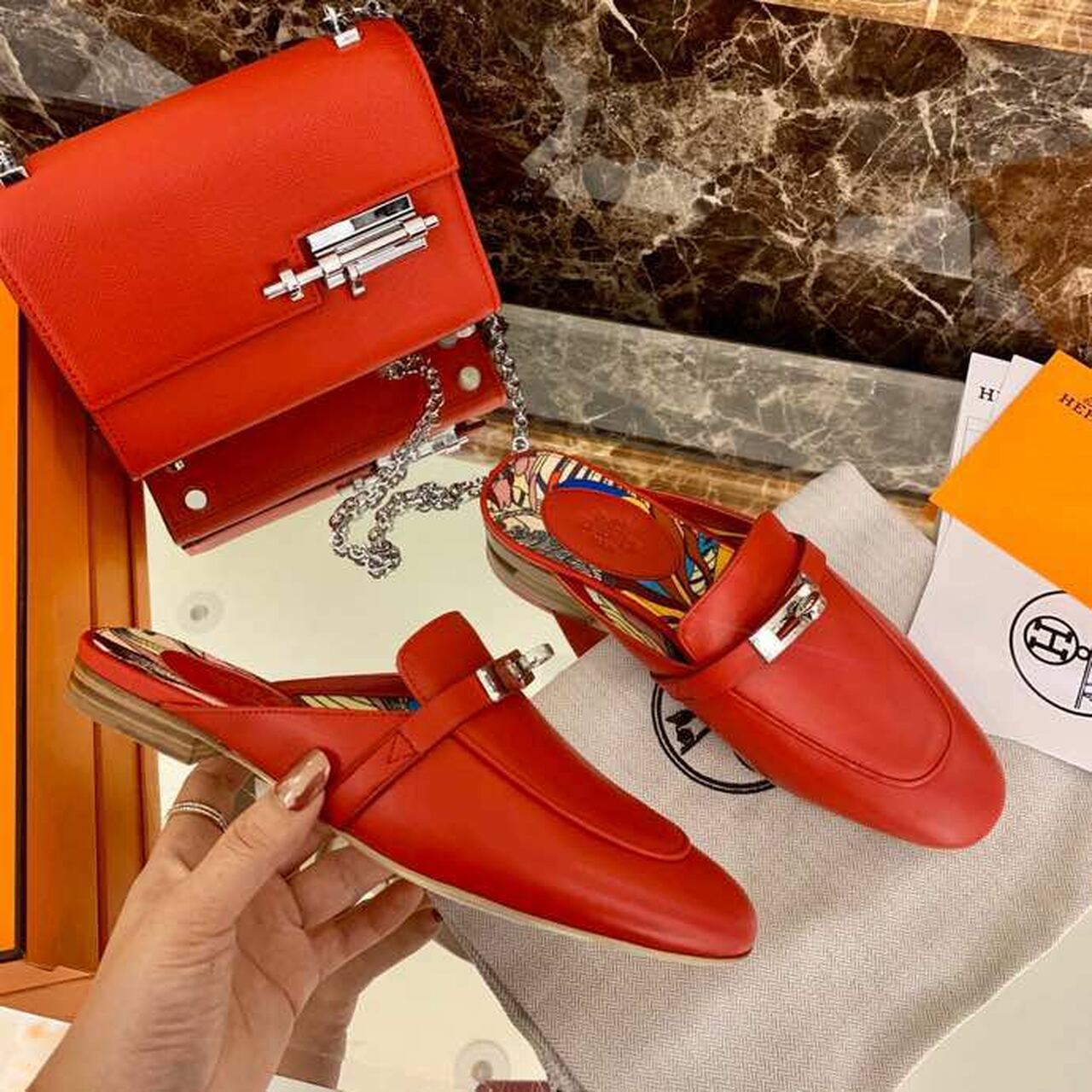 Mule Hermés en Vrai cuir