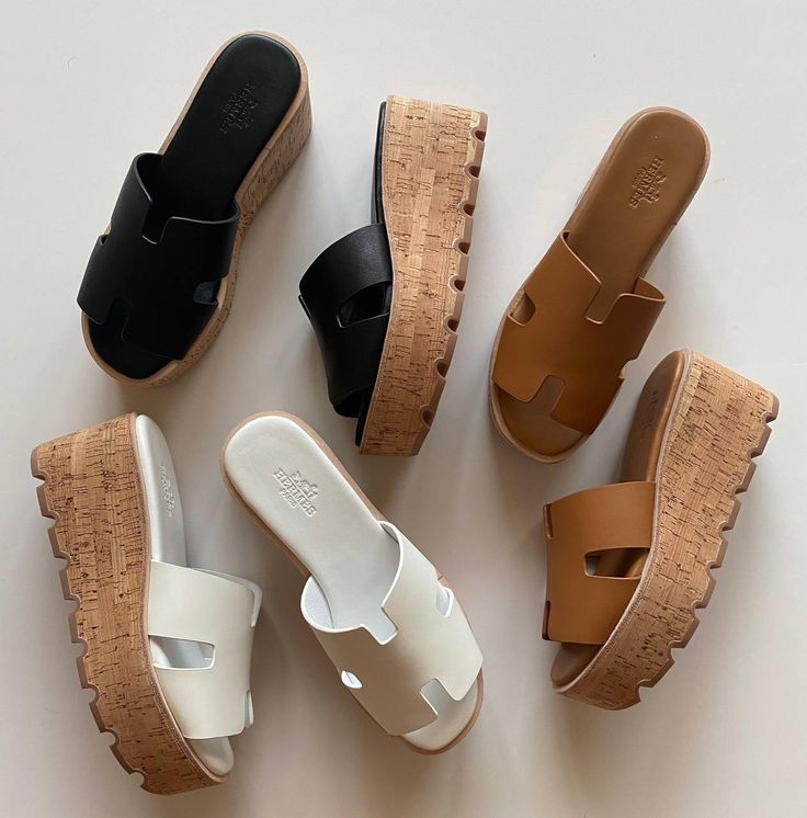 Sandale Hermès Oran Compensé Cuir