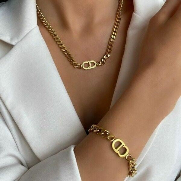Ensemble de Bijoux Christian Dior en Acier Inoxidable