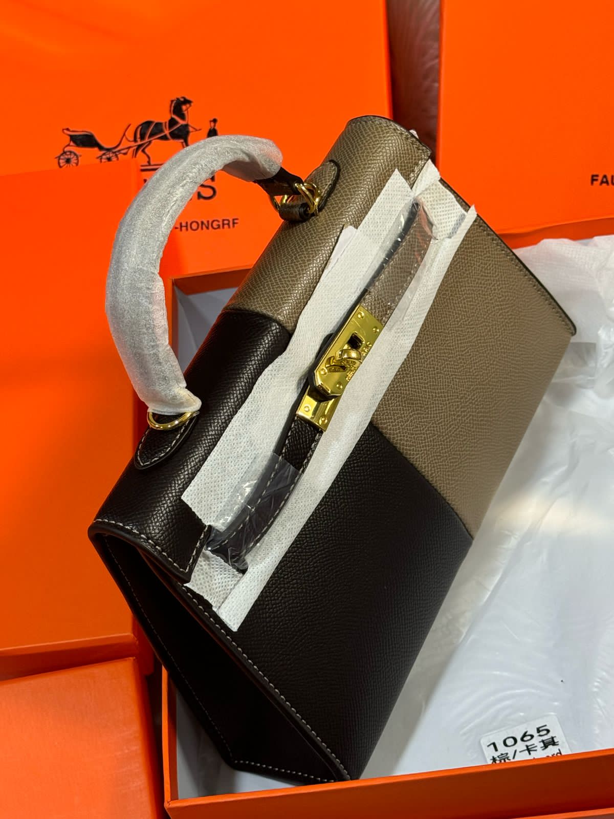 Sac Hermès 25 Demi Couleur en Simili Cuir