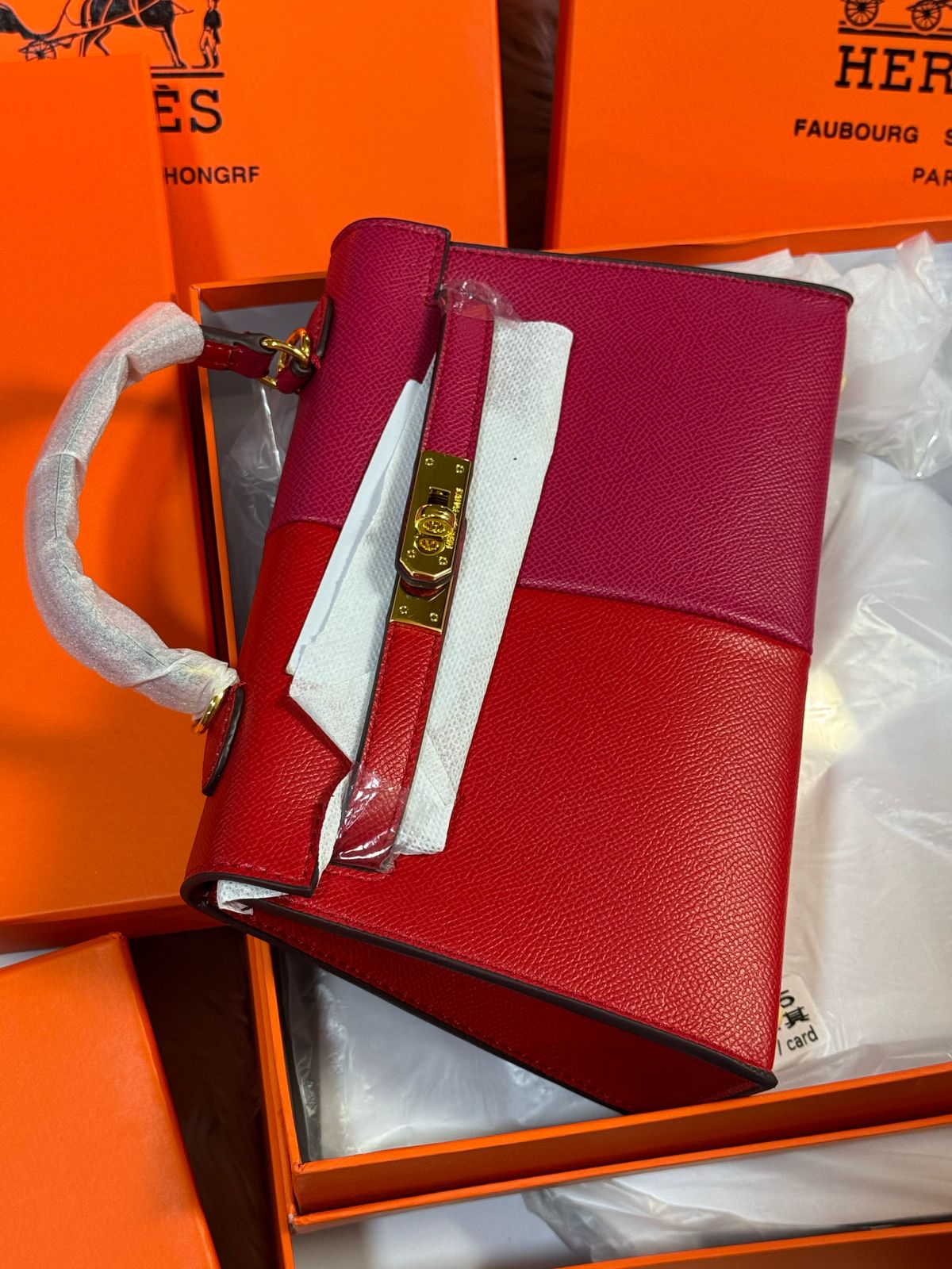 Sac Hermès 25 Demi Couleur en Simili Cuir