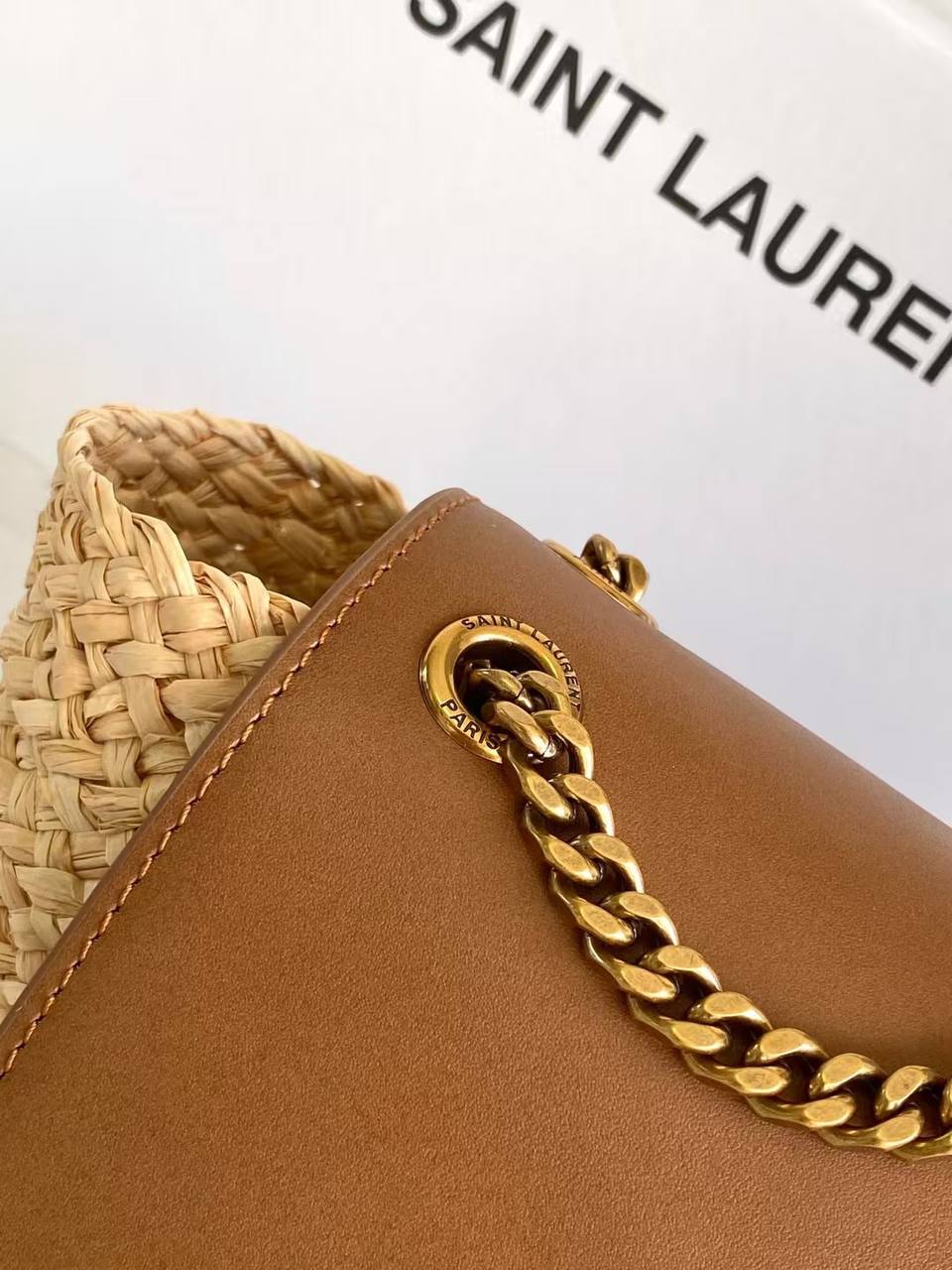 Sac Yves Saint Laurent en Raphia et Cuir