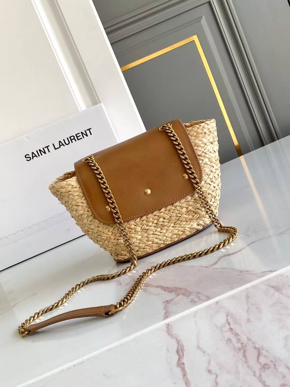 Sac Yves Saint Laurent en Raphia et Cuir