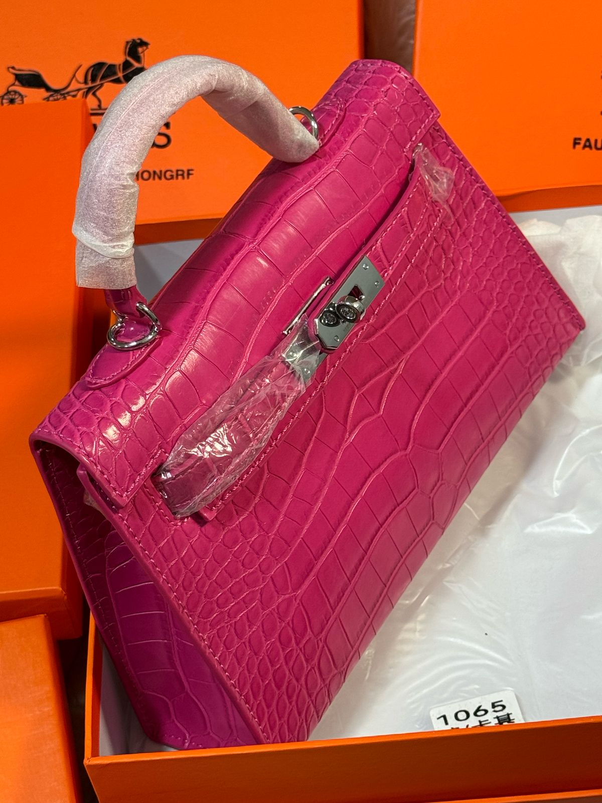 Sac Hermès 25 en Simili Cuir Croco