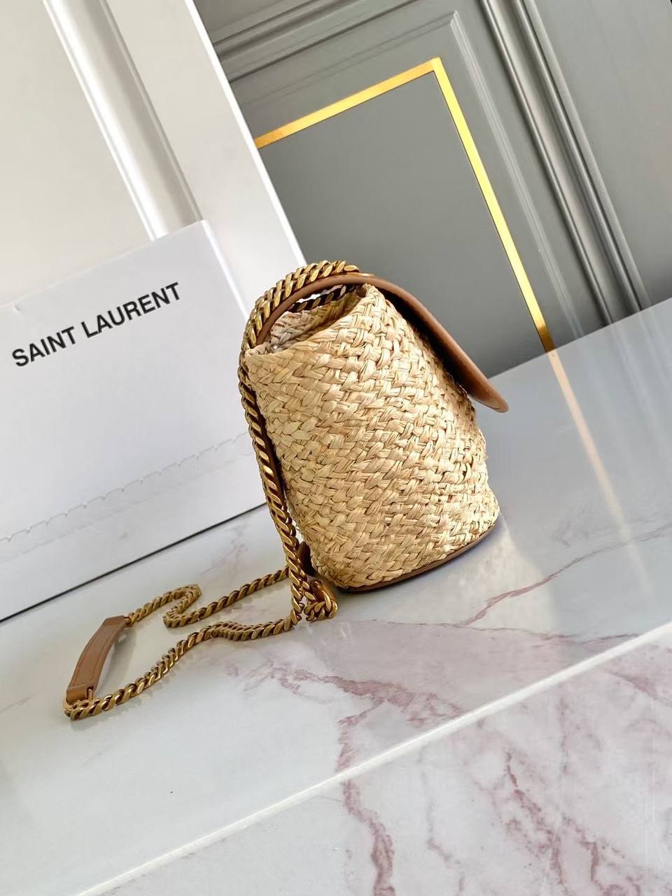 Sac Yves Saint Laurent en Raphia et Cuir