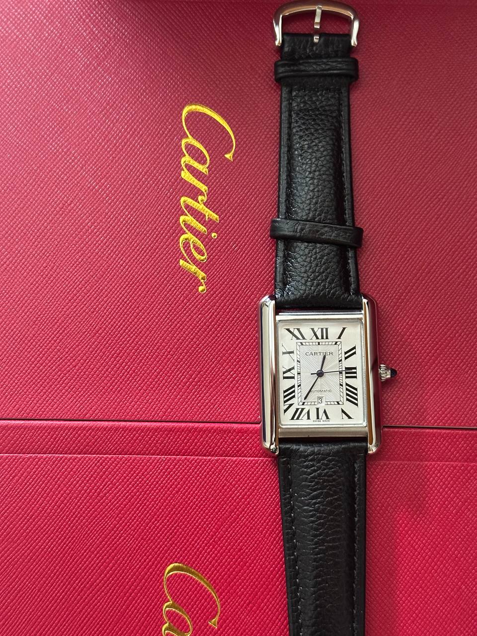 Montre Cartier Tank Must En Vrai Cuir Homme