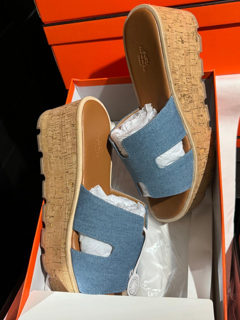 Sandale Hermès Oran Compensé Cuir