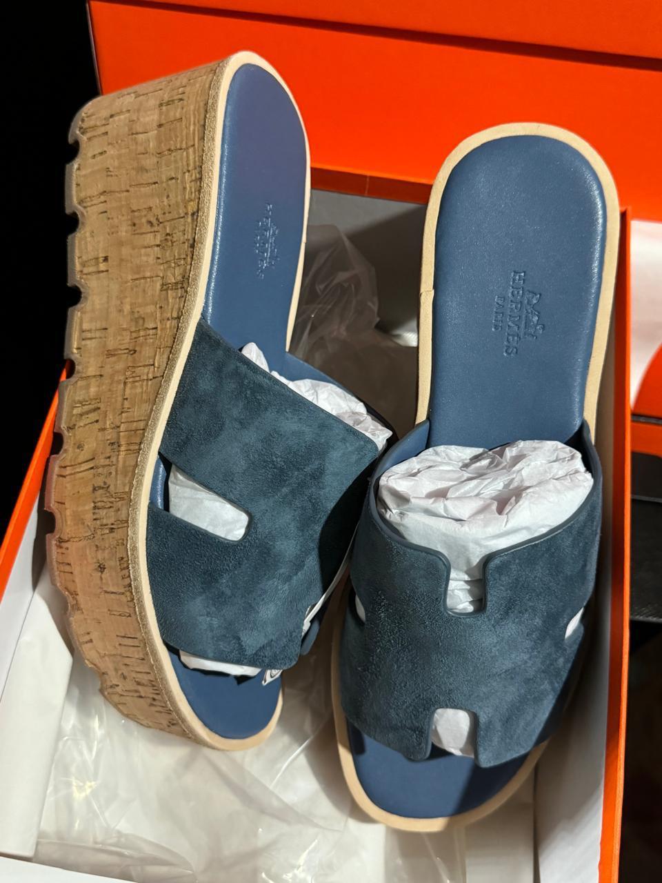 Sandale Hermès Oran Compensé Cuir