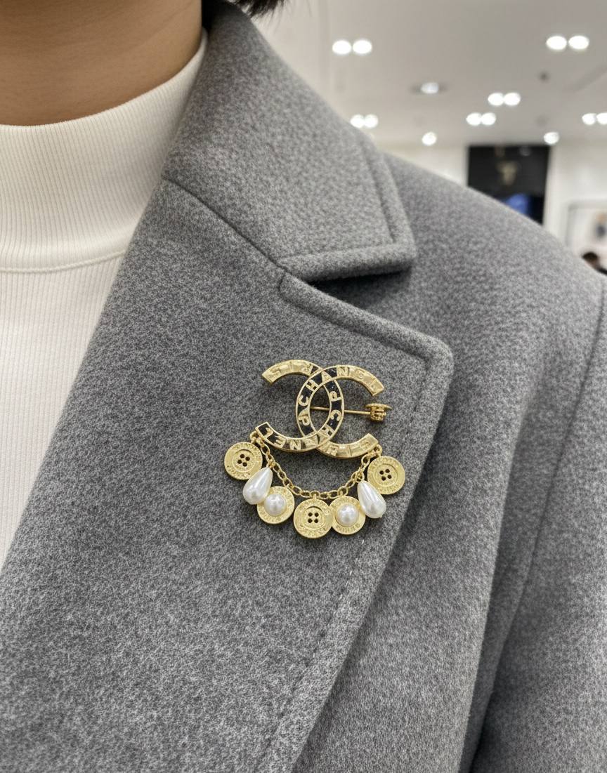 Broche Chanel A Pendentif Inoxydable