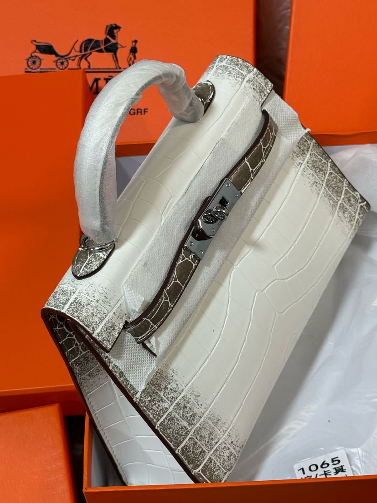 Sac Hermès 25 en Simili Cuir Croco