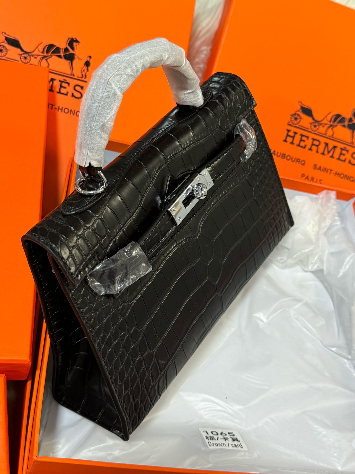 Sac Hermès 25 en Simili Cuir Croco