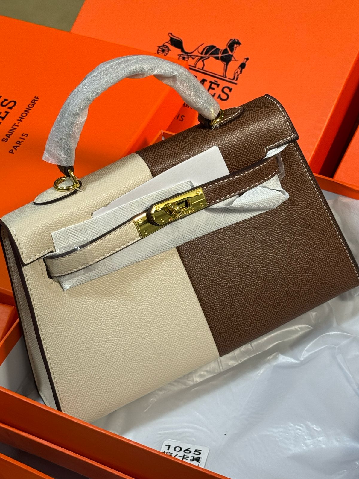 Sac Hermès 25 Demi Couleur en Simili Cuir