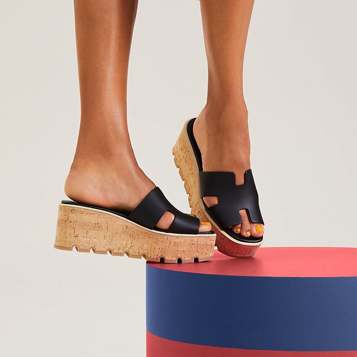 Sandale Hermès Oran Compensé Cuir