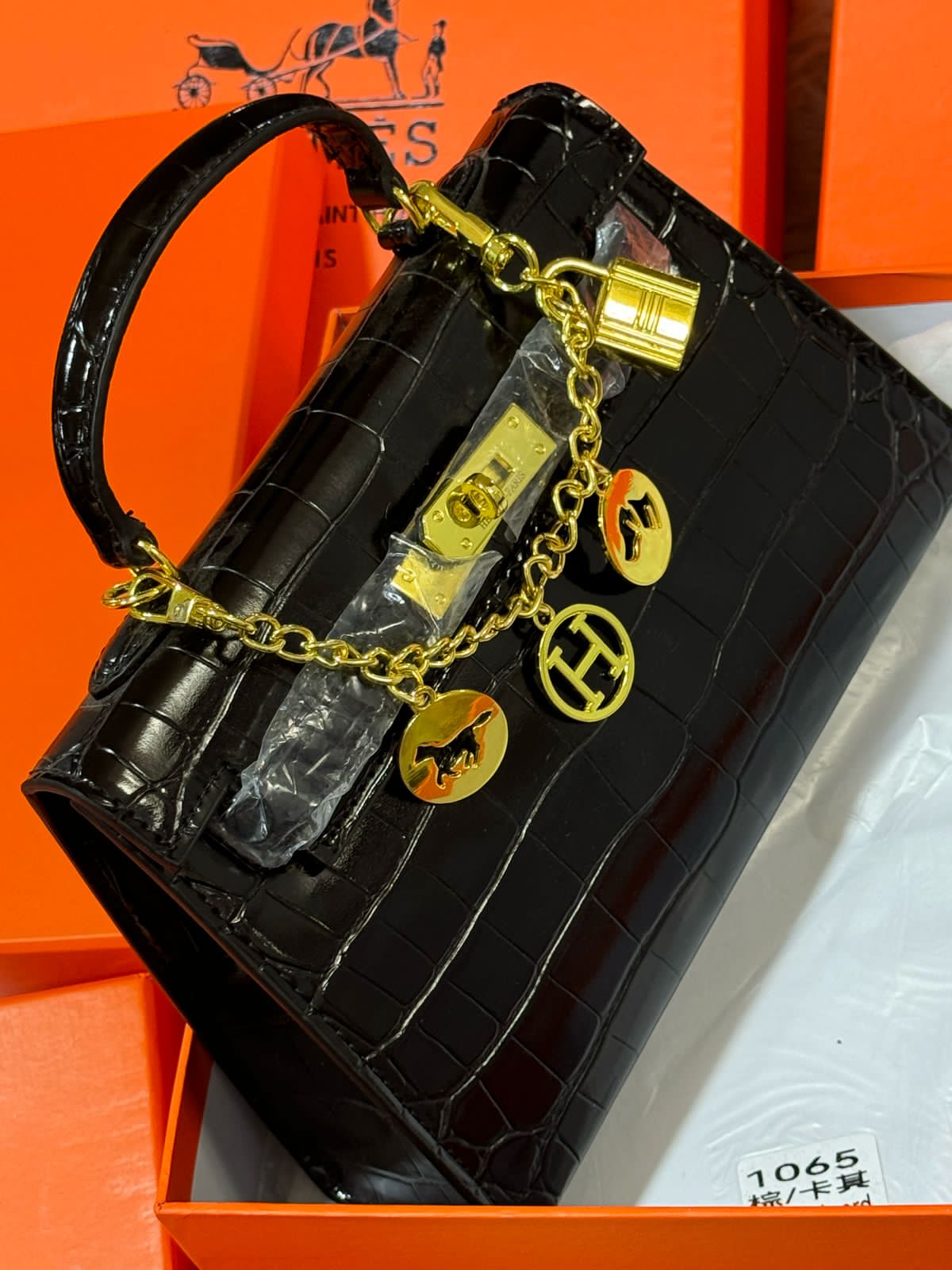 Sac Hermès 25 en Simili Cuir Croco