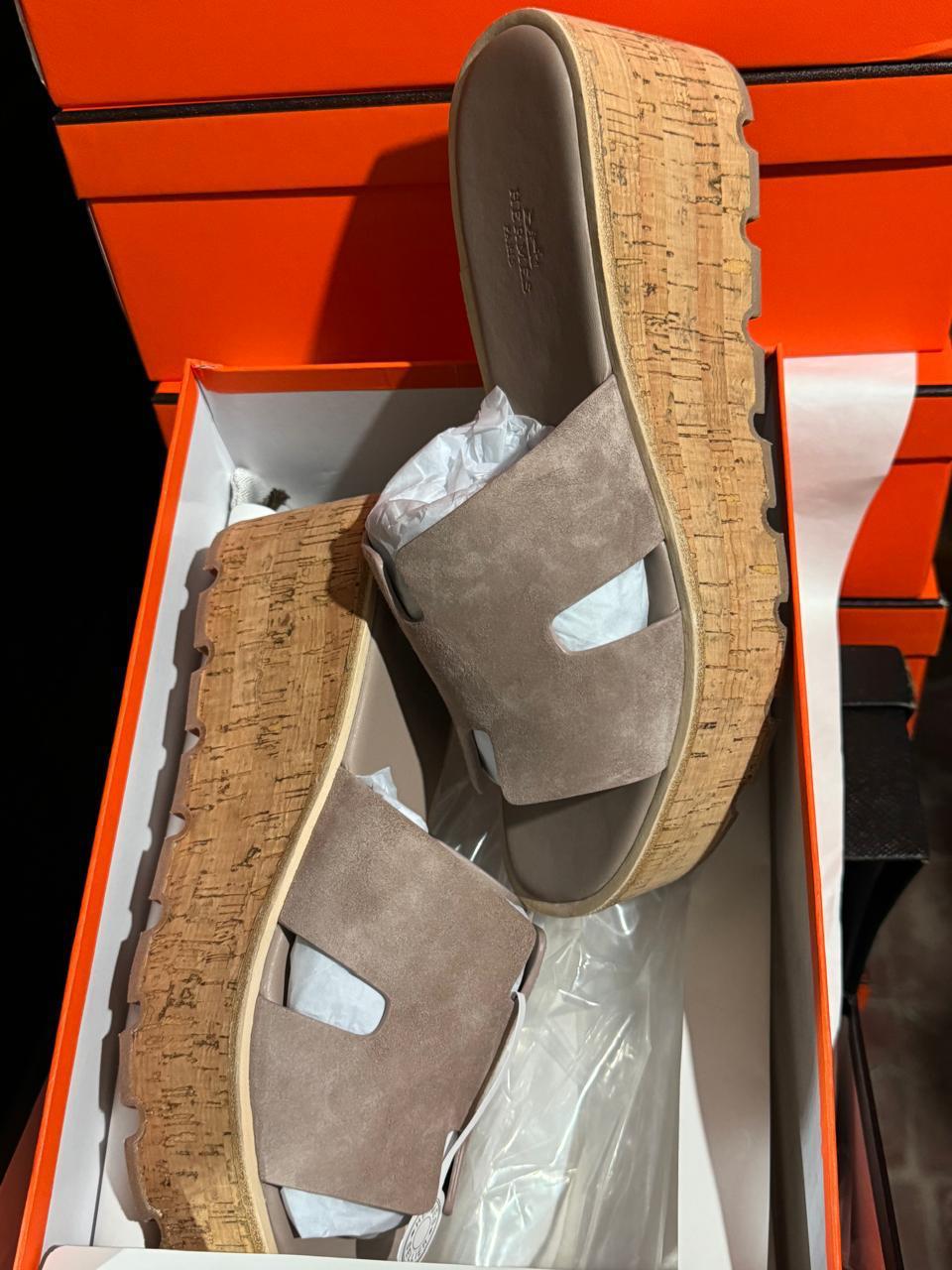 Sandale Hermès Oran Compensé Cuir