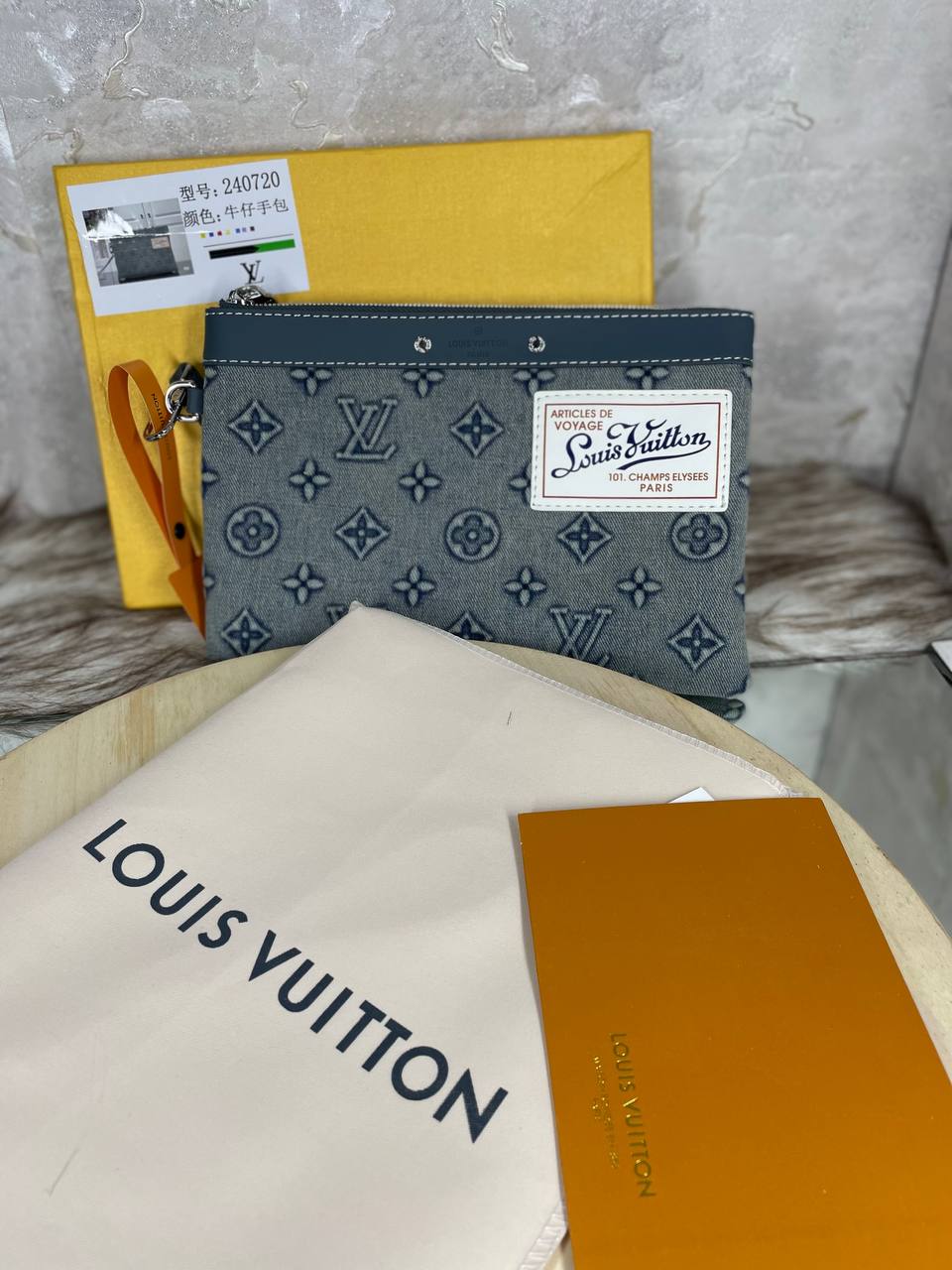 Pochette Cuir Louis Vuitton Monogram Denim Bleu