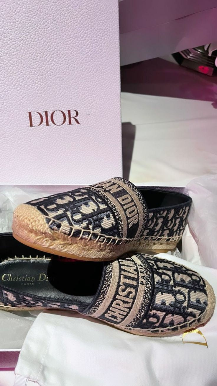 Mocassin Christian Dior A semelle Raphia