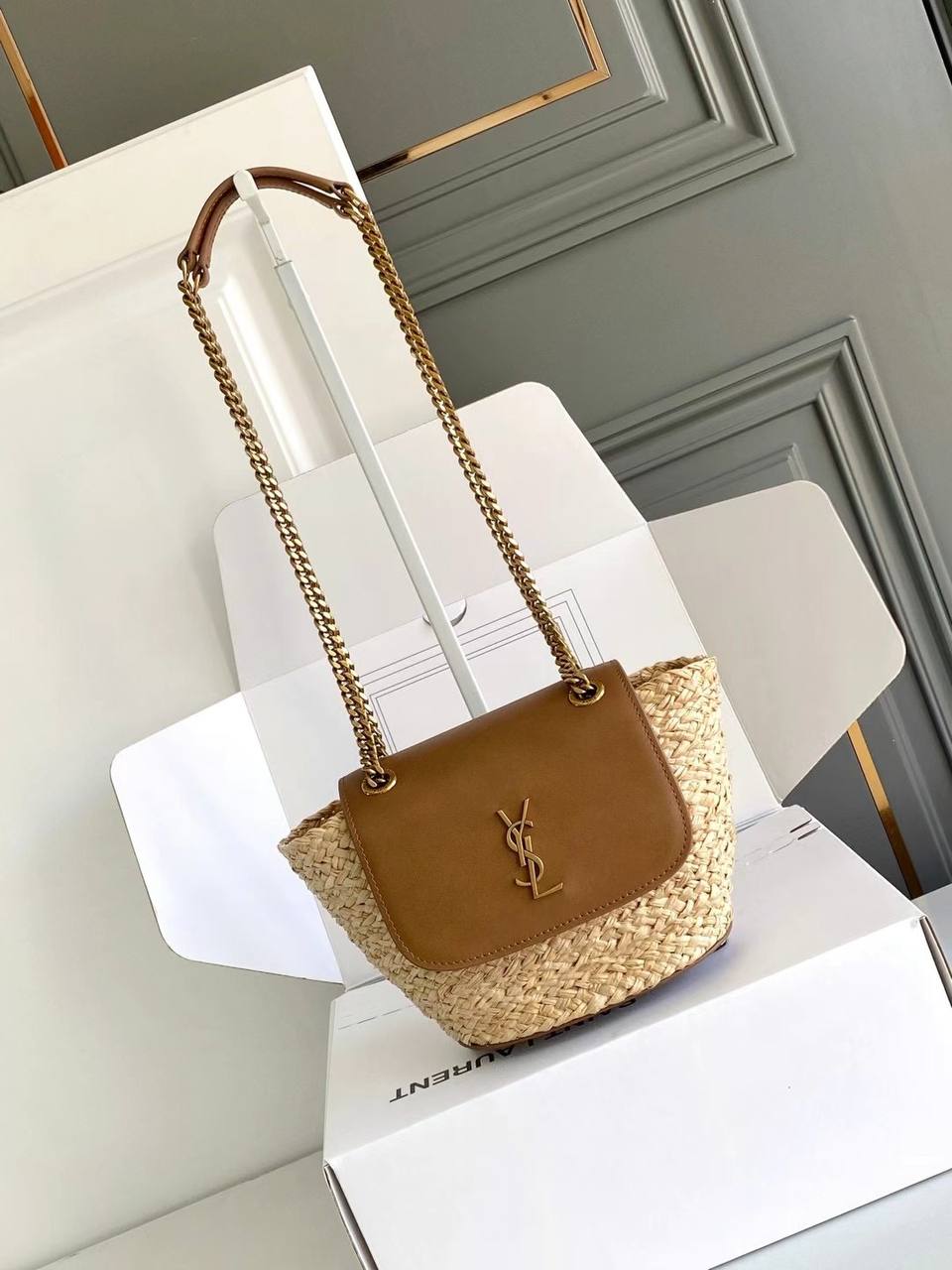 Sac Yves Saint Laurent en Raphia et Cuir