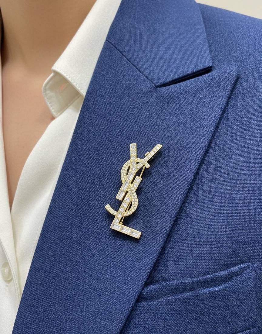Broche Chic Yves Saint Laurent Inoxydable