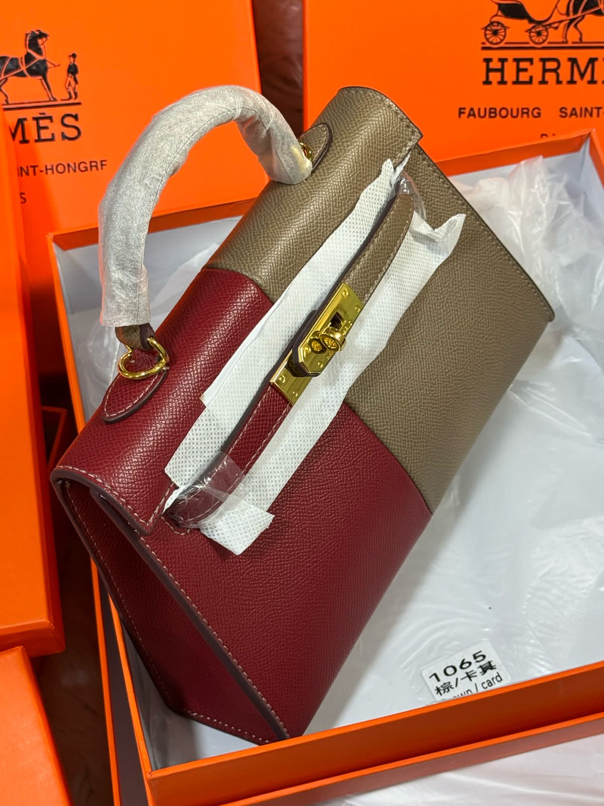 Sac Hermès 25 Demi Couleur en Simili Cuir