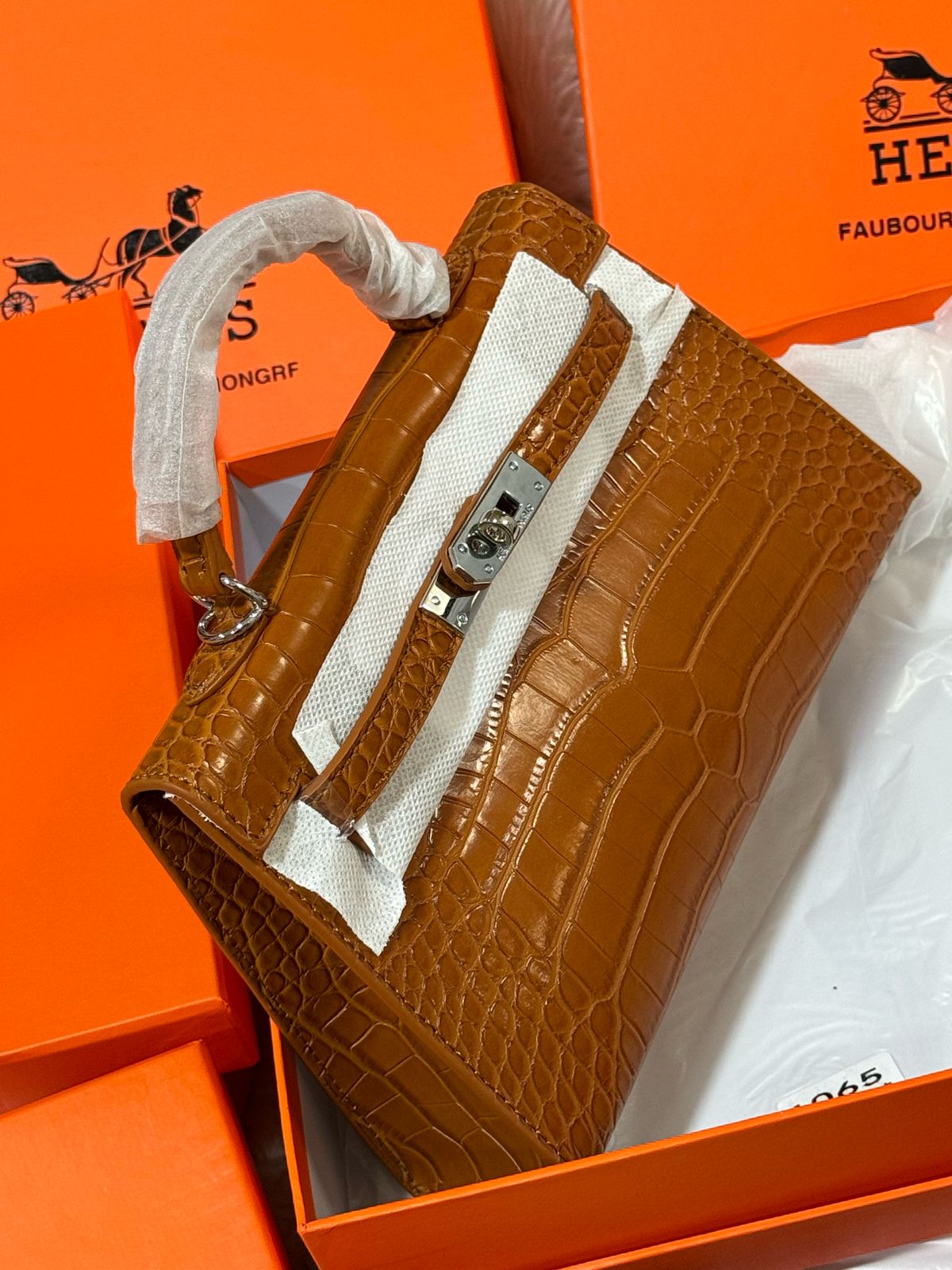 Sac Hermès 25 en Simili Cuir Croco
