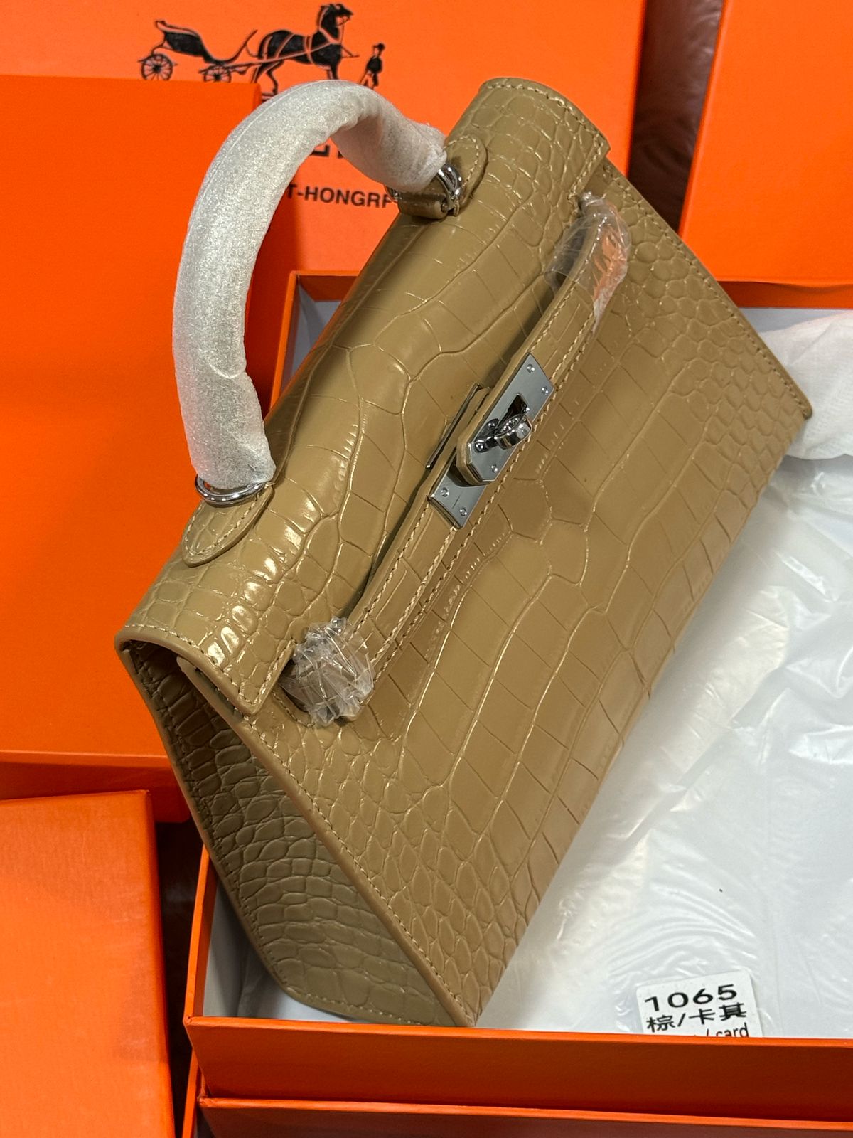 Sac Hermès 25 en Simili Cuir Croco