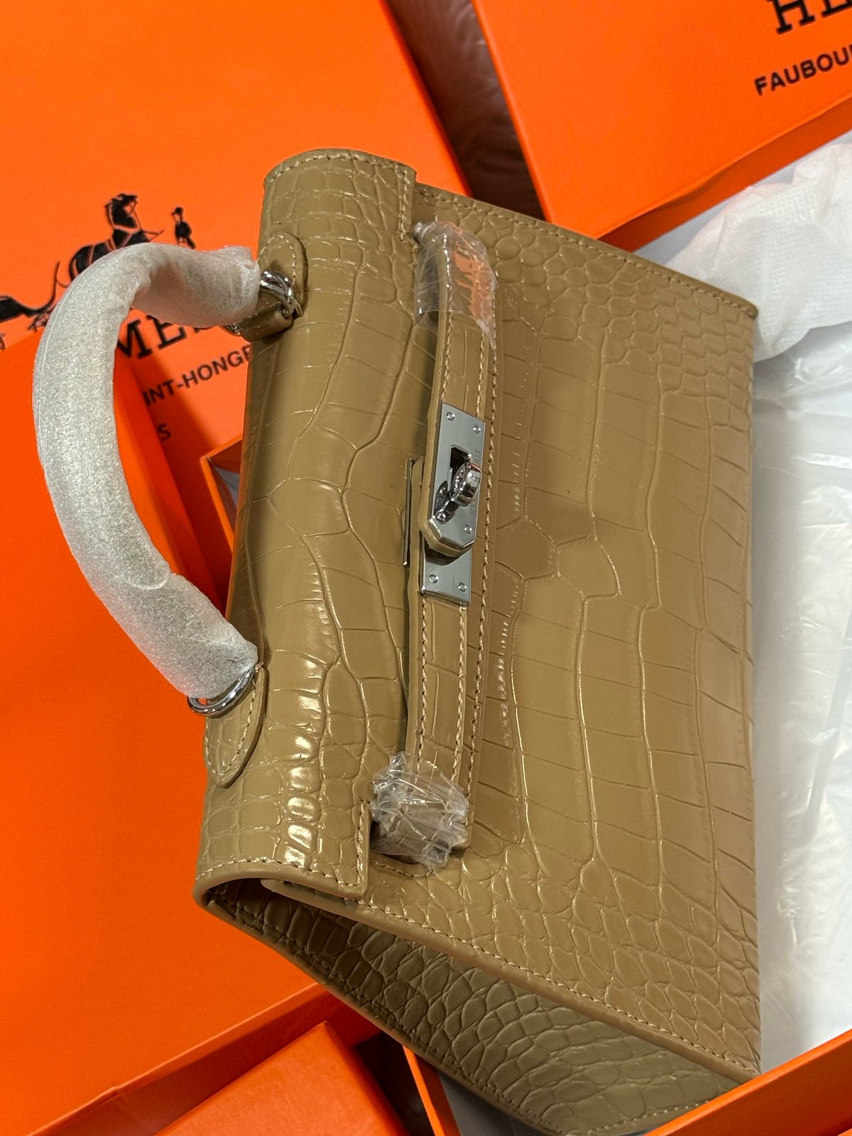 Sac Hermès 25 en Simili Cuir Croco