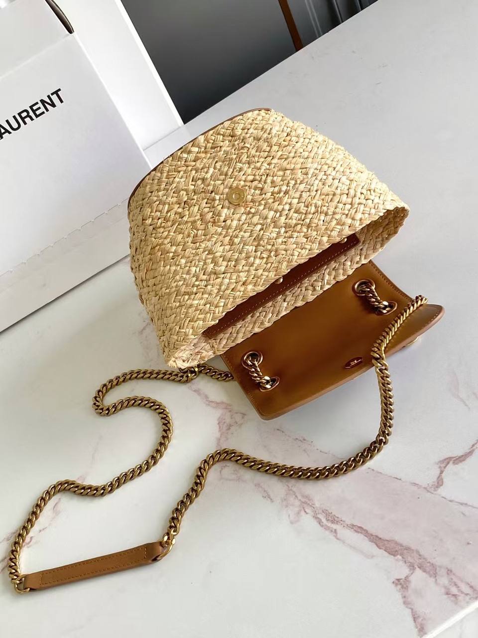Sac Yves Saint Laurent en Raphia et Cuir