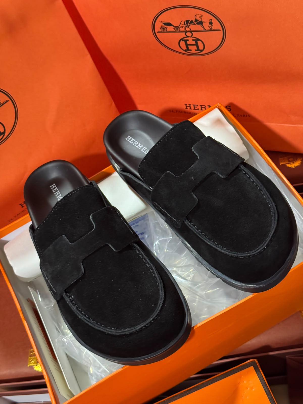 Mule Hermès Daim en Couleurs