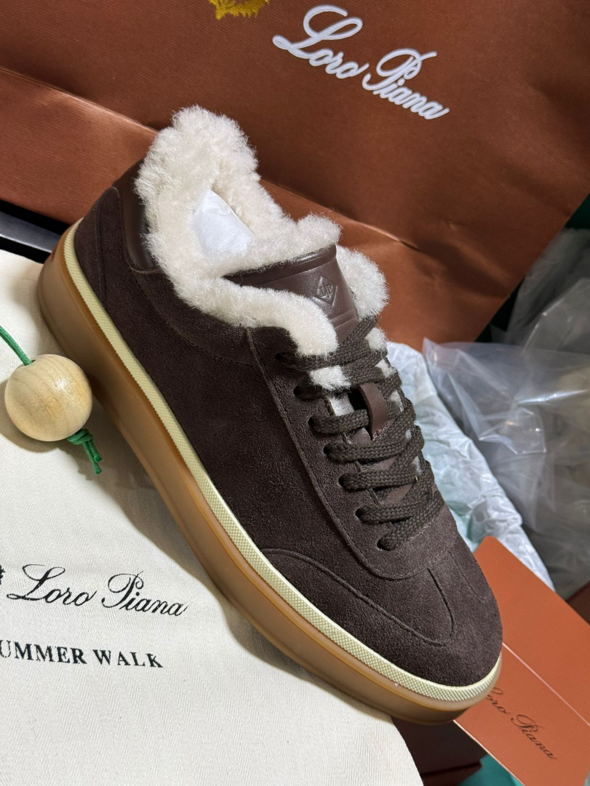 Sneakers Loro Piana en daim doublées en laine