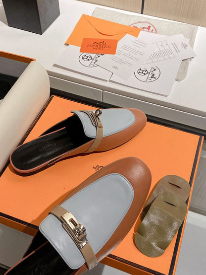 Mule Hermès Tricolor en Cuir