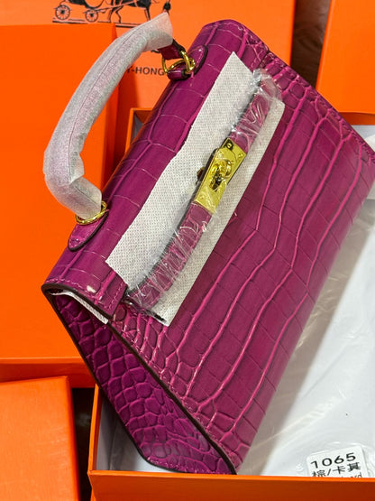 Sac Hermès 25 en Simili Cuir Croco