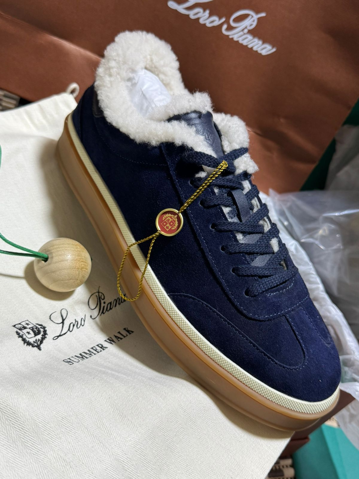 Sneakers Loro Piana en daim doublées en laine