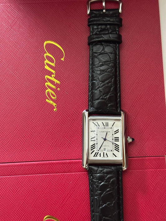 Montre Cartier Tank Must En Vrai Cuir Homme