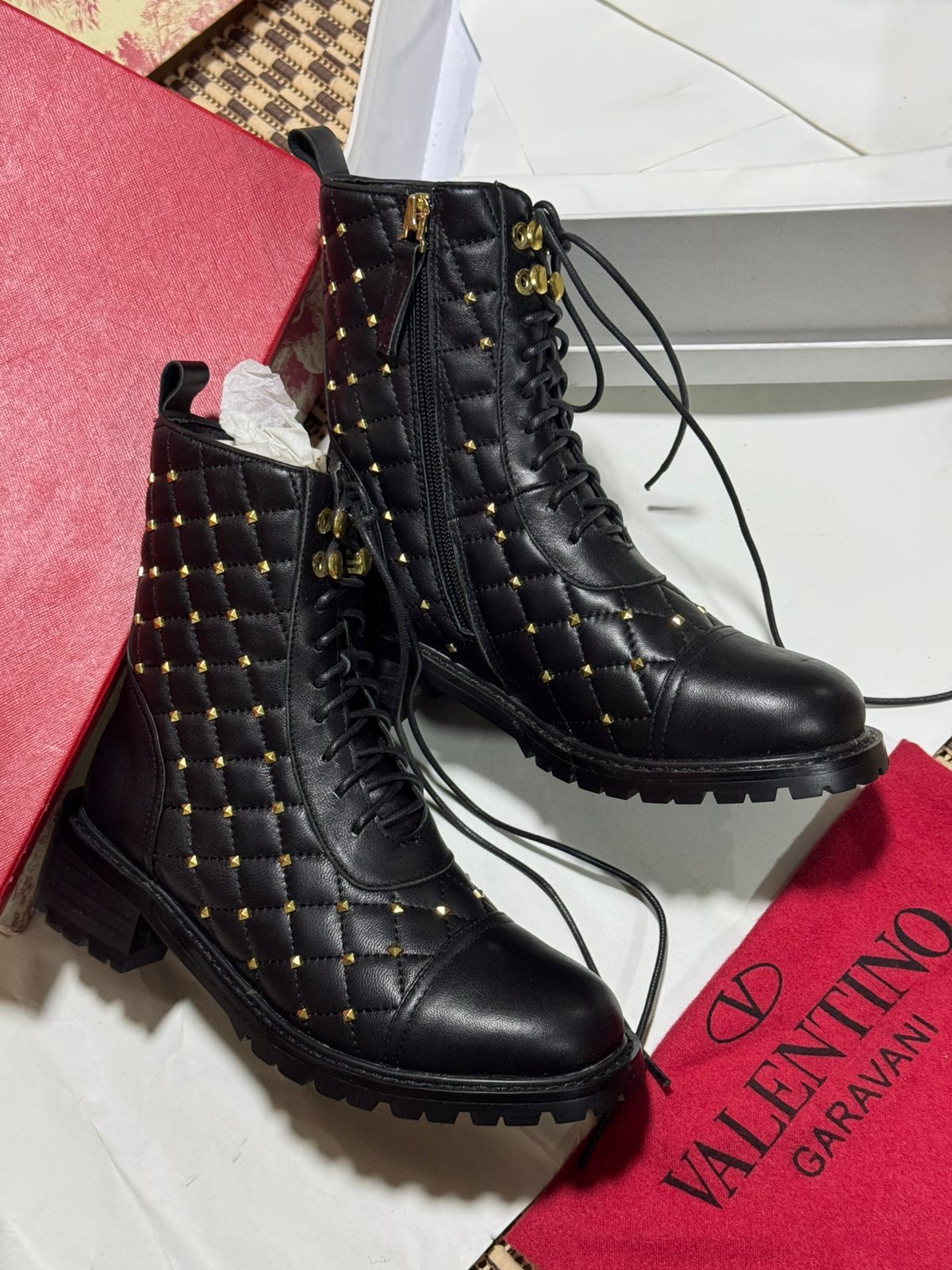 Bottine en Vrai Cuir Valentino A Lacets