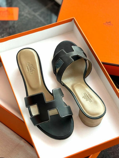 Sandale de Luxe en Vrai Cuir Hermès Oran à talon