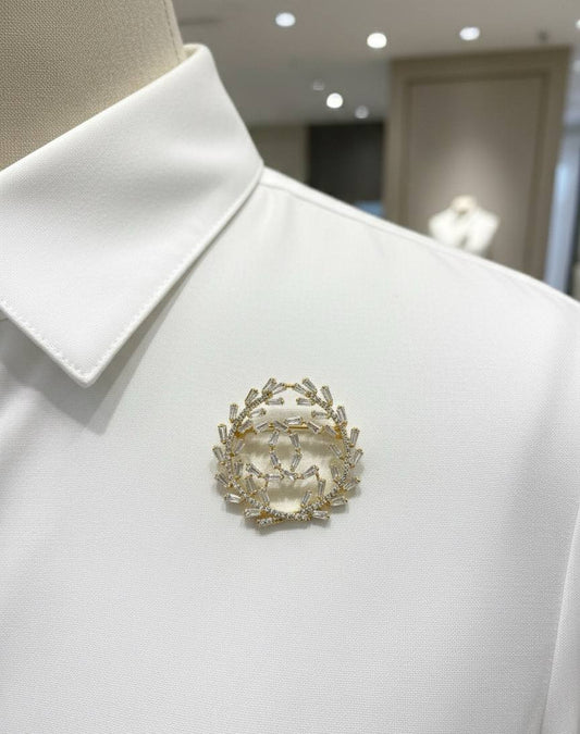 Broche Chanel Couroune en Acier Inoxydable