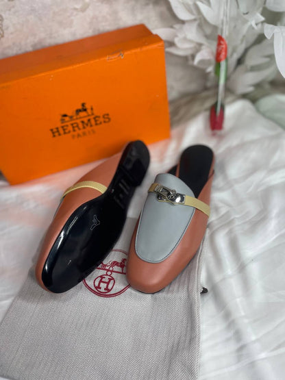 Mule Hermès Tricolor en Cuir