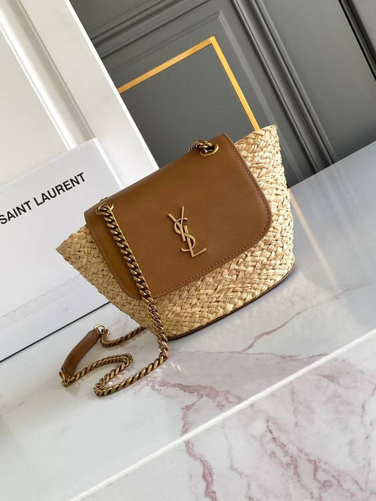 Sac Yves Saint Laurent en Raphia et Cuir