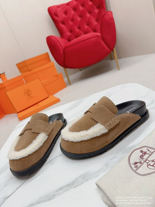 Mule Hermès en Dain et Laine