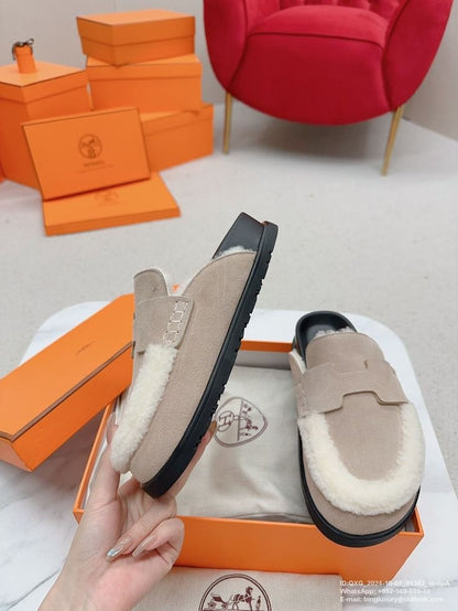 Mule Hermès en Dain et Laine