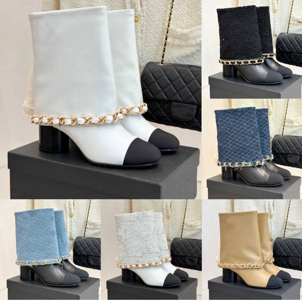 Bottine Chanel en Cuir et Dentelle