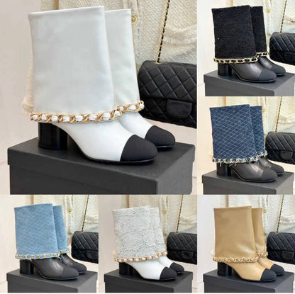 Bottine Chanel en Cuir et Dentelle