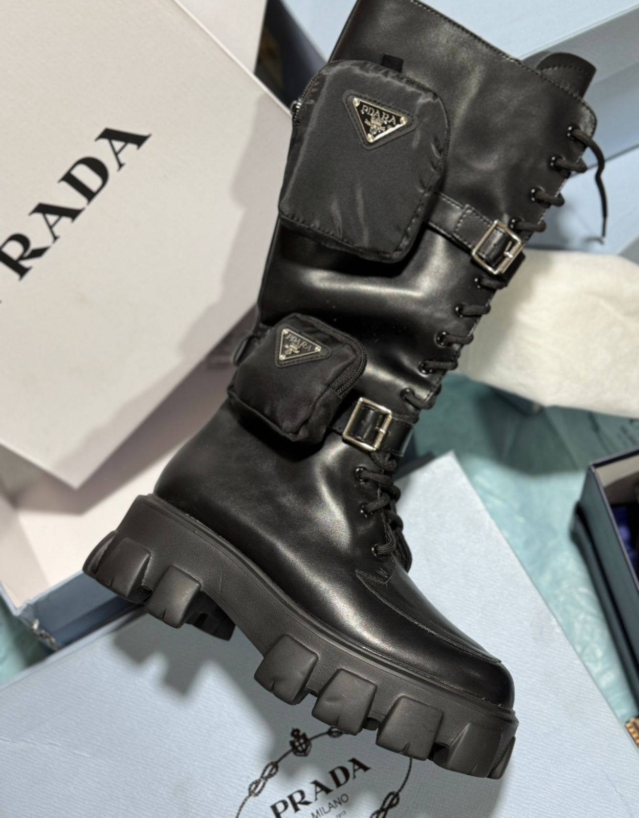Botte en Vrai Cuir Prada