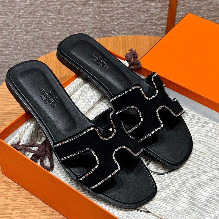 Sandale Hermès Oran Strass Cuir