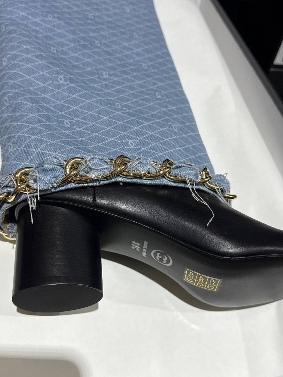 Bottine Chanel en Denim & Vrai Cuir