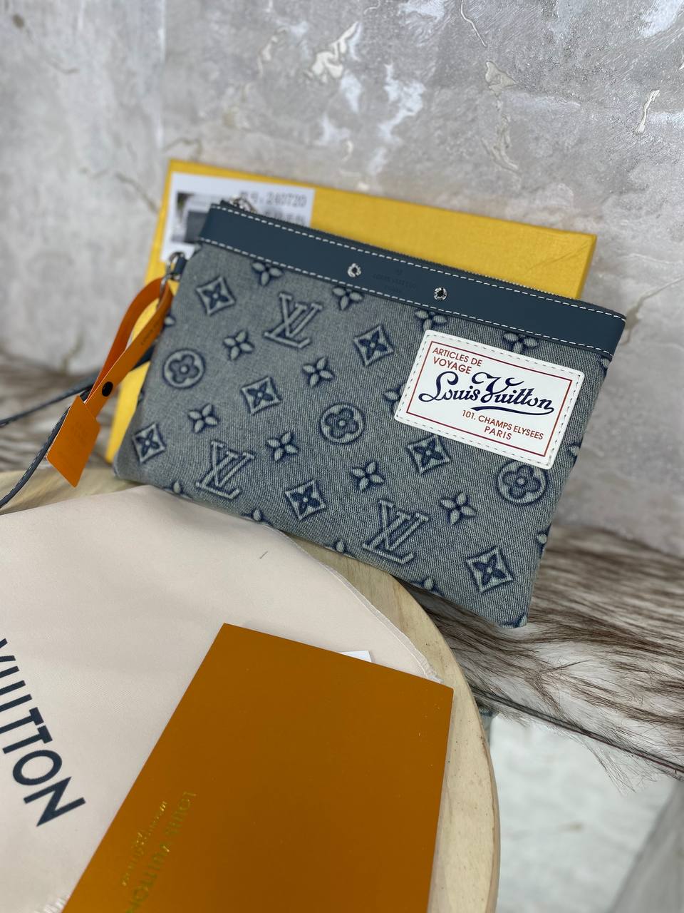 Pochette Cuir Louis Vuitton Monogram Denim Bleu