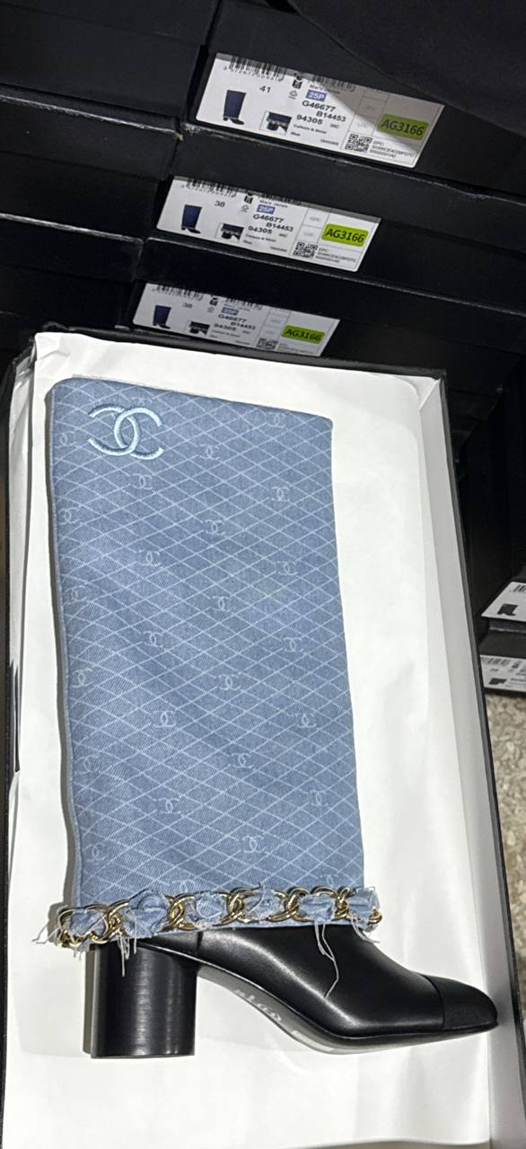 Bottine Chanel en Denim & Vrai Cuir